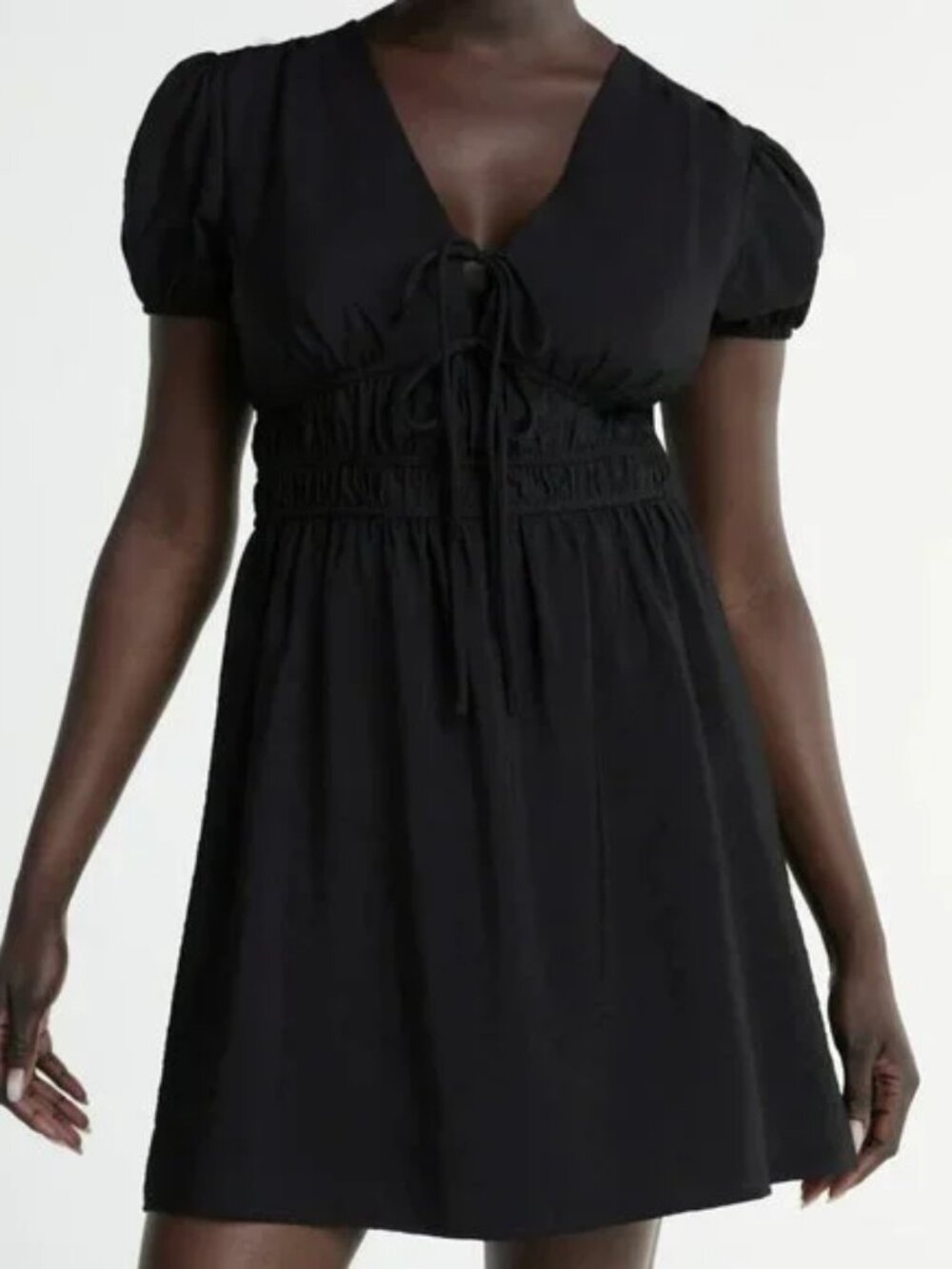 Excellent Condition, SZ L (12-14) Hammered Faux Silk Mini Dress, Black